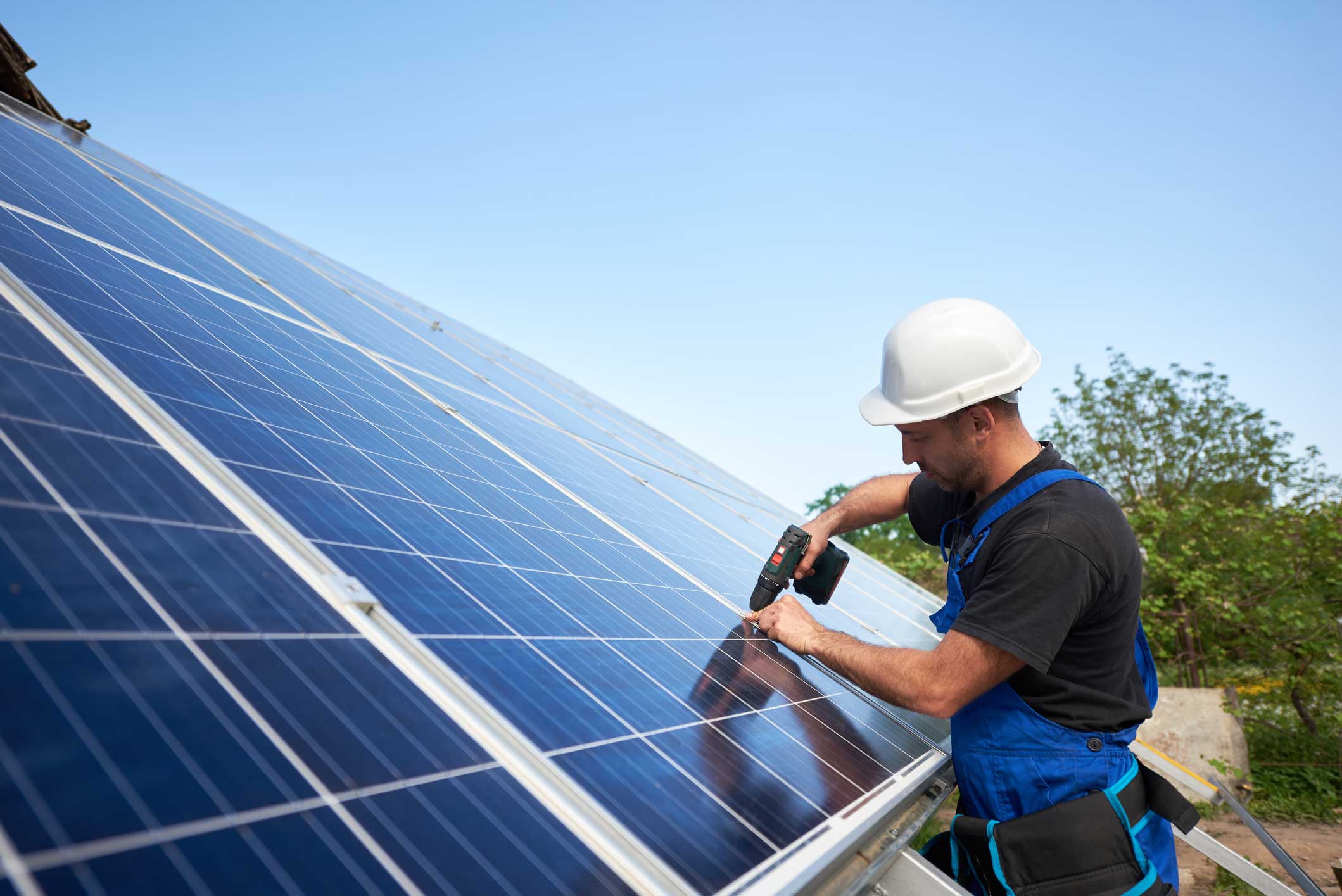 Person looking at solar roof