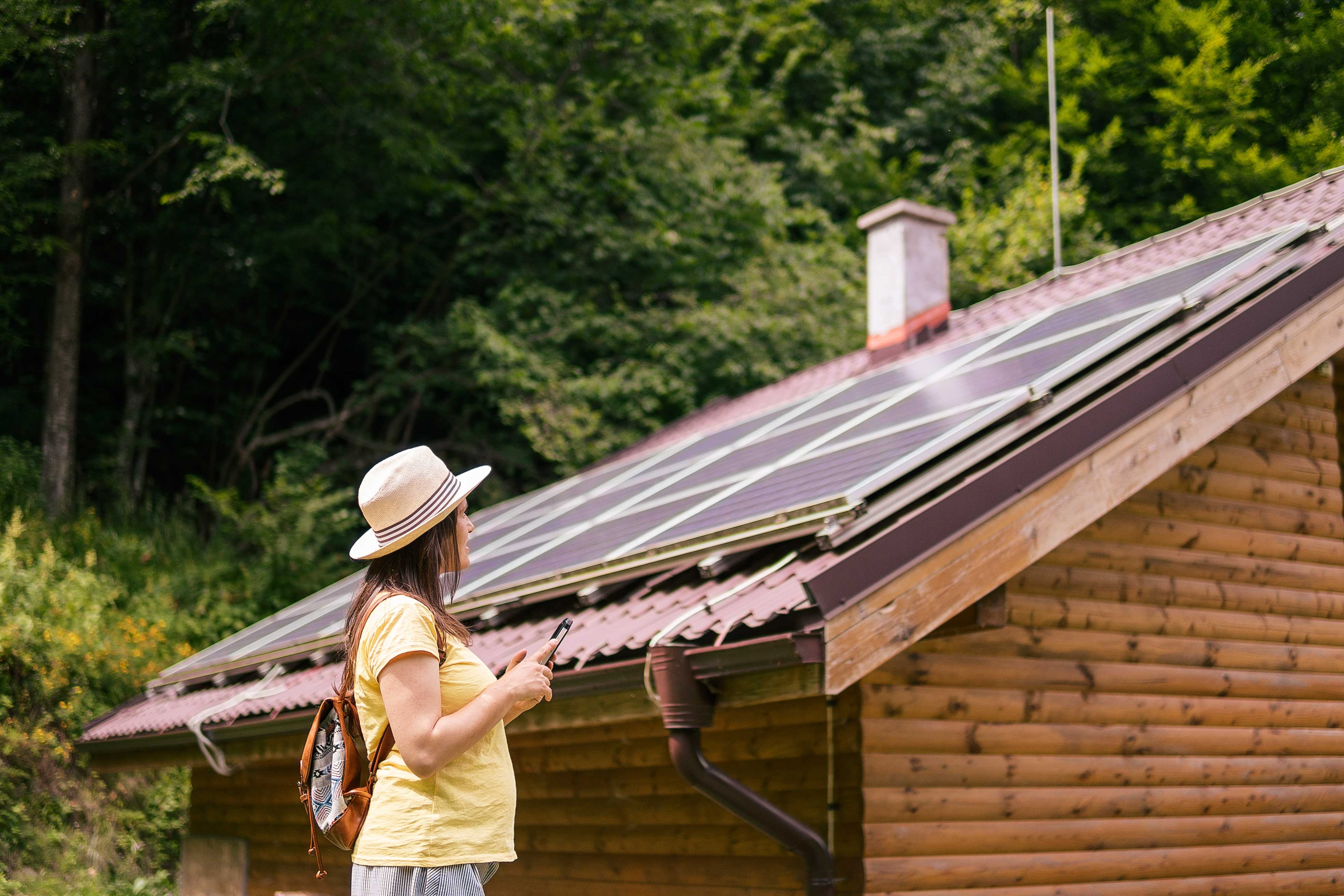 Person looking at solar roof